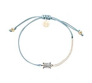NEW ADRIANA PAPPAS women's cz emerald cut bracelet on colored cord in bluebell